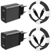 JGD -25W Chargeur pour Samsung Galaxy A56 5G/A26 5G A36 5G A55 5G/A16 5G/A35 A25 5G/A54 A53 A34 A15 A06 Z Fold 6/5 4/S25/S24 FE/S23 iPhone 16e 16 Pro Max iPad Pro USB C Prise Charge Rapide et Câble,2P