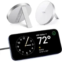 JGD -Chargeur Induction sans Fil HaloLock avec Béquille Compatible avec MagSafe, iPhone 17/17e/16/15/14/13/12, Samsung Galaxy S26 Series, Câble de 1,5 m Débranchable, Blanc