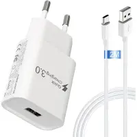 JGD -Chargeur USB C Rapide pour Samsung Galaxy A16 A15 A14 A13 A12 5G, S10, S9, S8, A05S, A54, A34, A23, A53, A33, S24, S23, S22, S21, S20, Chargeur Rapide avec 2m Câble Type-C
