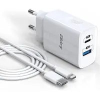JGD -Chargeur rapide pour iPhone - 20 W - Avec câble USB C vers Lightning de 2 m - Certifié MFi - Avec bloc d'alimentation à 2 ports - Compatible avec iPhone 14 13 12 11 Pro Max Mini SE XR XS X iPad