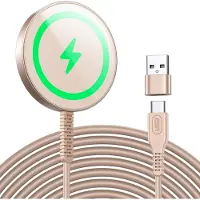JGD -Mini Chargeur sans Fil, Chargeur Compatible avec MagSafe, Compatible avec Les Séries iPhone 17/17e/16/15/14/13/12, Samsung Galaxy S26 Series, Fixation Magnétique Puissante,Titane désert