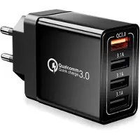 JGD -Chargeur Secteur USB, Adaptateur de Charge 4-Ports avec 33W Intelligent QC 3.0 Chargeur Rapide Prise USB Multiple pour iPhone 15 14 13 12 11 Pro X 8 7, Samsung Galaxy S23 S22 S21 S20 S10 A71 A54
