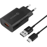 JGD -Chargeur USB, 18W Chargeur Rapide Quick Charge 3.0 Alimentation USB avec câble de Charge pour Samsung Galaxy S8, S8 Plus, S9, S9 Plus, S10, S10 Plus, S10e, S20, S21, A51, A52, A40, A13, A30, Z Fl