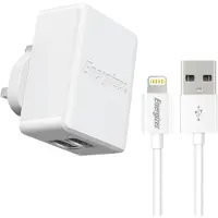 JGD -- Chargeur Secteur pour Smartphone et Tablette - 17W - 2 Ports USB-A - Prise UK. Cable Lightning Inclus