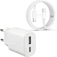 JGD -Chargeur 25W Super Charge Rapide pour Samsung Galaxy S25,S24+,S24 Ultra,S23+,S23 Ultra, S22,S21,Note20,A54,A53,Z Fold5,Flip5,Fold4,Tab S8 Ultra,iPhone,Prise Secteur USB C Adapteur avec 2m Câble U