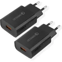 JGD -Chargeur USB, 18W Quick Charge 3.0 Chargeur Rapide Compatible avec Samsung Galaxy S20 FE S10 S9 S8 S7 S6 A03 A13 A71 A51 Z Flip3 Z Fold2 5G, iPhone 11 12 13 14 Pro X 8 7 6s,Huawei, Xiaomi (2 Pièc