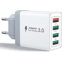 JGD -Chargeur USB, Prise Charge Rapide QC 3.0 de 33W, 4-Port Bloc Adaptateur Secteur USB Multiple Chargeur Universel pour Téléphone iPhone iPad Samsung Xiaomi Huawei Honor Google Alimentation USBA