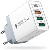 JGD -Chargeur USB, 40W Prise USB Multiple 4 Port Chargeur iPhone Rapide 3.1A PD Type C Adaptateur Secteur USBC pour iPhone 16 15 14 13 12 11 Pro Max X XS XR 8 7 6S Plus Mini, iPad,Samsung Galaxy