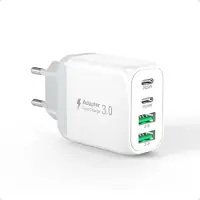 JGD -Chargeur USB C, 40 W, Multiple, 4 Ports, avec Chargeur Rapide PD & QC3.0, pour iPhone 15/14 Pro Max/13/12/11/XR/Plus, Pad, Samsung Galaxy, S23, S22, S21 Ultra, Tablette, Android, téléphone