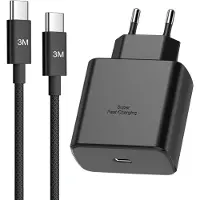 JGD -45W Chargeur USB C Rapide pour Samsung Galaxy S26 Ultra/S26+/S26/S25/S25 Ultra/S24/S23/S22/A55/A54/A16/ A56/A26 /A54/Z Fold /Flip7/6/5, Prise Secteur USB C avec Nylon 3M Cable USB c Charge Rapide