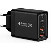 JGD -Chargeur USB C 40W, bloc de charge USB C à 4 ports, bloc de charge rapide PD+QC, prise murale de type C pour iPhone 11/12/13/14/15/16/Pro/Pro Max/iPad/Samsung/Android/Google/Tablettes