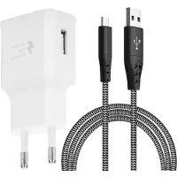 JGD -Chargeur Rapide Adaptatif avec Câble de Charge Rapide en Nylon USB-C 2M Compatible avec Samsung Galaxy S8/S9/S10 Plus/S10e/S20/S21/S22/A51/A52/A53/A40/A30/A20/Z Flip3, Z Flip4/Note 8/9/10, LG, HT