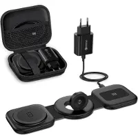 JGD -Chargeur sans Fil 3 en 1 Magnétique Pliable pour iPhone 16/15/14/13/12/Pro/Max/Plus, Station de Charge pour Apple Watch Ultra 9/8/7/6/5/4/3, Chargeur Induction for AirPods