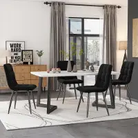 SUCCESS COURIER Ensemble table à manger avec 4 chaises, table à manger rectangulaire, ensemble de table de cuisine moderne, chaise de salle à manger en velours noir, chaise de cuisine, pieds de table noirs