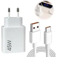JGD -Chargeur Rapide 45 W pour Redmi Note 14, 13 et 12, avec câble USB-C 6 A (1 m), QC3.0 pour Xiaomi 14, 13, Redmi Turbo 4 et Realme. Convient également à d'autres Marques