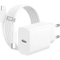 JGD -Chargeur Rapide iPhone avec Câble Lightning 2M [Certification MFI] pour Apple iPhone 14 13 12 11 Pro Max/Mini/XS/XR/X/8/iPad, 25W Chargeur USB C Rapide Prise Chargeur iPhone USB C Adaptateur Sect