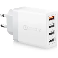 JGD -Chargeur USB, 33W Prise USB Multiple 4 Ports Prise Chargeur Rapide Multiprise Adaptateur Secteur pour iPhone 14 13 12 11 Pro Max X XS XR 8 7 6S Plus, iPad, Samsung Galaxy A55 A15 A14 S20 S10 S9 S