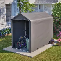 SUCCESS COURIER Abri à vélos 187 x 100 x 160 cm en acier galvanisé, abri de jardin gris foncé, tente de stockage imperméable avec bâche en PE 170 g/m², avec cadre de fondation, pour le jardin et la cour