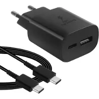 JGD -Chargeur USB C, Prise Rapide 25W avec Câble USB-C Compatible avec Samsung Galaxy S25/S24/S23/S22/S21/20 Ultra/Plus/FE/S10/A55/A54/A53/A40/A33/A15/Z Fold6/Flip6, PD+QC Multiple Secteur Adaptateur