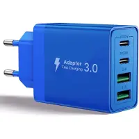 JGD -Chargeur USB C, 40W 4 Port Prise USBC Chargeur Rapide iPhone, 3.1A PD+QC Type C Adaptateur Multi Secteur Chargeur pour iPhone16 15 14 13 12 11 Pro Max X XS XR 8 7 6S Plus Mini SE,iPad,Samsung
