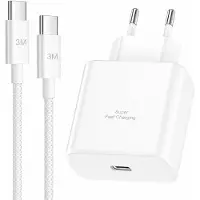JGD -45W Chargeur USB C Rapide pour Samsung Galaxy S26/S25/S25 Ultra/S24/S24 Ultra/S23/S23/S22/S21/A55/A54/A15/ A56/A26 /A54/ A53, Prise Secteur USB C avec Nylon 3M Cable USB c Charge Rapide