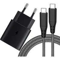 JGD -Chargeur Rapide 25W pour Samsung, Chargeur avec Câble de Charge en Nylon de 2M de Type C pour Samsung Galaxy S25/S24/S23/S22/S21/S20 Ultra/Z Flip 5/Z Fold 6/S10/A55/Note20, Adaptateur Secteur USB