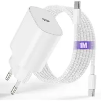 JGD -Chargeur iPhone 17 16 15, 25W USB C Chargeur iPad Adaptateur Rapide avec 1m Câble USBC to C pour iPad 12.9/11 inch, Air 5 4/iPad Pro 13/11,iPad 10/11/A16, IPhone 17 16 15 Pro Max Plus