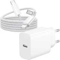 JGD -Chargeur USB C Charge Rapide pour iPhone 17/17 Pro/17 Air/17 Pro Max/16/16 Plus/16 Pro Max/15 Plus/iPad Mini Air, 25W Prise Chargeur Type C Charger Adaptateur Secteur USB C avec Câble USB c 2M Tr