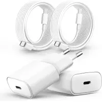 JGD -Chargeur 20W pour iPhone 17, 2Pack USB C Ultra Mince Charge Rapide avec Câble USB C 2M pour iPhone 17/16/15, pour Samsung, pour Pad, Pixeli etc