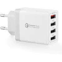 JGD -Chargeur USB, adaptateur de charge USB, 4 ports, avec chargeur rapide intelligent QC 3.0 de 33 W, pour iPhone 16 15 14 13 12 11 Pro X 8 7, Samsung S20 S10 S9 S8 A34 A16