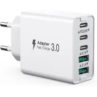JGD -Chargeur USB C, Bloc de Charge 5 Ports, 50W Multi USB C Station de Charge, Multiport Type C Chargeur, Chargeur Rapide PD, Compatible avec iPhone 12/13/14/15/Samsung S23/S22/S21/Xiaomi/Huawei/Oppo
