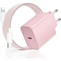 JGD -20W Chargeur pour iPhone 14 13, Chargeur Rapide pour iPhone, PD3.0 USB-C Prise Secteur avec 2m Câble Type C vers Lighting pour Phone 14 Pro/14 Pro Max/14 Plus/14/13/12/11/X/SE - Rose
