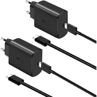 JGD -45w Samsung USB - C Chargeur Ultra Rapide Type C téléphone Android câble de Charge Bloc Compatible avec Samsung Galaxy S24/ S23 Ultra/ S23 +/s22 Ultra, avec 2X câble de 6,6 Pieds [Paquet de 2]