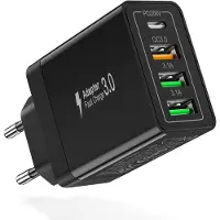 JGD -Chargeur USB-C 35W 4 Ports [PD20W +QC3.0 ], Chargeur Rapide Type C Adaptateur Secteur USBC pour iPhone 16/15/14 Pro Max, Samsung Galaxy S24/S23/S20+, Google Pixel 8, iPad, Huawei/Tablettes