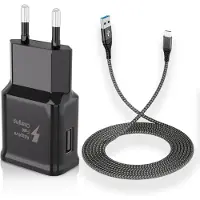 JGD -Chargeur USB, Chargeur Rapide Secteur avec Câble de Charge Nylon USB C 2M Compatible avec Samsung Galaxy A13,A33,A53,A34,S21,S20 FE,S10,S9,S8 Plus,Z Flip3,Z Fold3,M53 5G, et Autres Smartphones