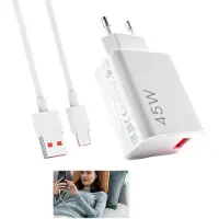 JGD -Chargeur Rapide 45W avec Câble USB-C 6A 1M, Adaptateur Secteur Type-C Charge Rapide pour Smartphones, Tablettes et Appareils USB-C, Charge Turbo, Charge Sécurisée et Haute Vitesse