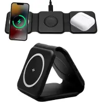 JGD -Chargeur Induction sans Fil 3 en 1 Pliable, Station de Recharge sans Fil 15W Compatible avec iPhone 17/16/15/14/13/12/11 Pro Max Plus, Watch Ultra 10/9/8/7/6/SE, Earbuds Pro 4/3/2 avec Câble 1M(B
