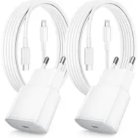 JGD -Chargeur Rapide pour iPhone, Lot de 2 PD 3.0 Prise USB C avec 2M Cable Lightning for iPhone 14/14Pro/13/13 Mini/13 Pro/13Pro Max/12/12Pro/12 Pro Max/11/11 Pro/ 11 ProMax