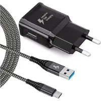 JGD -Chargeur Type C Charge Rapide pour Samsung Galaxy A13 A14 A15 A23 A25 A33 A34 A40 A52 A53 A54 A55 A04S S8 S9 S10 S20 S21 Plus M55 M34, Adaptateur Secteur avec 2 m Nylon Tressé Câble USB C vers US