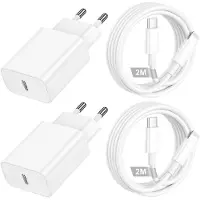 JGD -Chargeur Rapide iPhone et Cable Lightning USB C 2Pack, 20W Chargeur USB C Rapide avec [Certifié MFi] Cable USB c vers Lightning 2m,Adaptateur Prise Secteur Type c pour iPhone 14 13 12 11 Pro X 8,