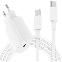 JGD -Chargeur Rapide 20W et câble USB C à C 2m, Chargeur USB C avec câble de 2 mètres pour Apple iphone air/17/16e/15 Pro Max/Plus/pour ipad pro/12.9/11/10/air/mini, Alimentation Type C Charge Rapide