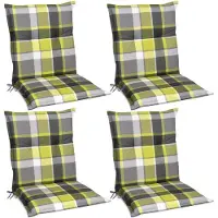 Beautissu Lot de 4 coussins Sunny GR à dossier bas 100 x 50 cm, vert à carreaux