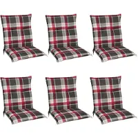 Beautissu Lot de 6 coussins Sunny RK à dossier bas 100 x 50 cm à carreaux bordeaux