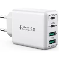 JGD -SCCVEE Chargeur USB C, 40W 4 Ports USB C, Bloc de Charge Rapide Double Port PD+QC, Multiport Type C Chargeur Compatible avec iPhone 17/16/15/14/13/12/11/Pro Max/XS/XR/8/7/téléphone Samsung/Tablet