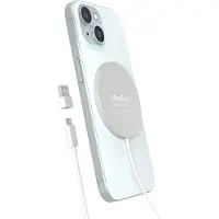 JGD -Chargeur sans Fil Magnétique 2-en-1 avec Mag-Safe - Design Ultra-Fin en Alliage d'Aluminium - Chargeur Rapide Compatible pour iPhone 17/16/15/14/13/12 et AirPods 4/3/2/Pro-Argent Titane