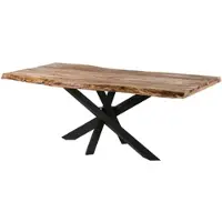 MASSIVMOEBEL24.DE MASSIVMOEBEL24 | Table à manger 220x100x79 en bois de Sheesham naturel sablé / pieds Mikado anthracite mat FREEFORM 5
