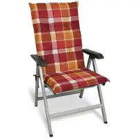 Beautissu Coussin pour chaise de jardin à dossier haut 120x50 cm Rembourrage rouge à carreaux