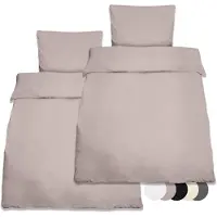 Beautissu Lot de 2 parures de lit renforcées Julie, 135 x 200 cm, 4 pièces, taupe