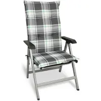 Beautissu Chaise de jardin à dossier haut 120x50 cm Coussin vert menthe à carreaux