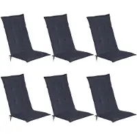 Beautissu Lot de 6 coussins de chaise de jardin Loft HL bleu foncé, 120 x 50 x 6 cm